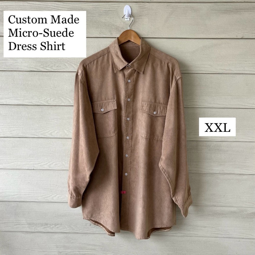 Custom-Made Micro-Suede Button Down
Shirt 2XL Luxurious Lining, Great Condition